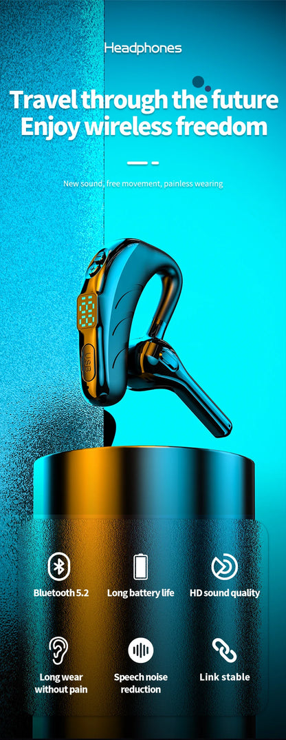 X13 Single Ear Headset with Mic Bluetooth 5.1 Earphone Noise Cancelling Waterproof Earpiece Wireless Handsfree Long Standby Time